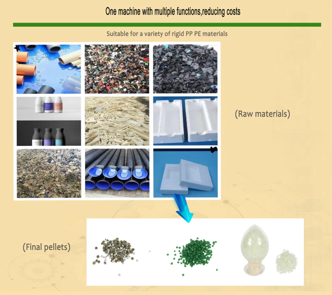 Fully Automatic Waste Plastic Bottle Flakes Recycling Granule Pellet Machine with Mother and Baby 100-800kg/H